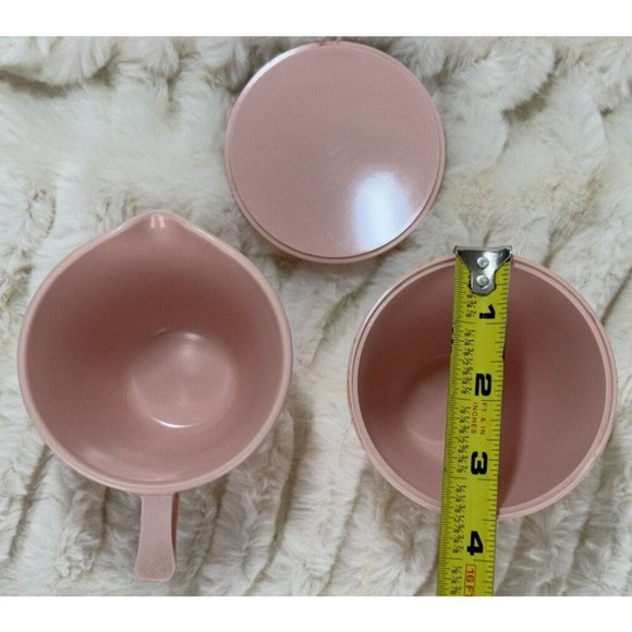 Mar-crest Melmac Melamine Atomic Pink Sugar Bowl and Creamer Pitcher Retro Vtg - Picture 6 of 13